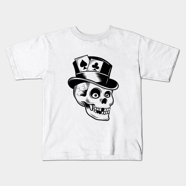 Gambler skull Kids T-Shirt by Adorline